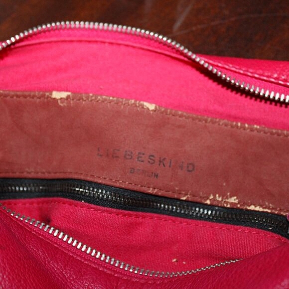 Liebeskind Berlin Leather Shoulder Bag - Pink/Red- Crossbody Strap - Picture 9 of 11
